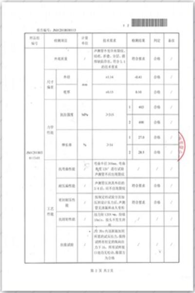 晋城出厂检测报告
